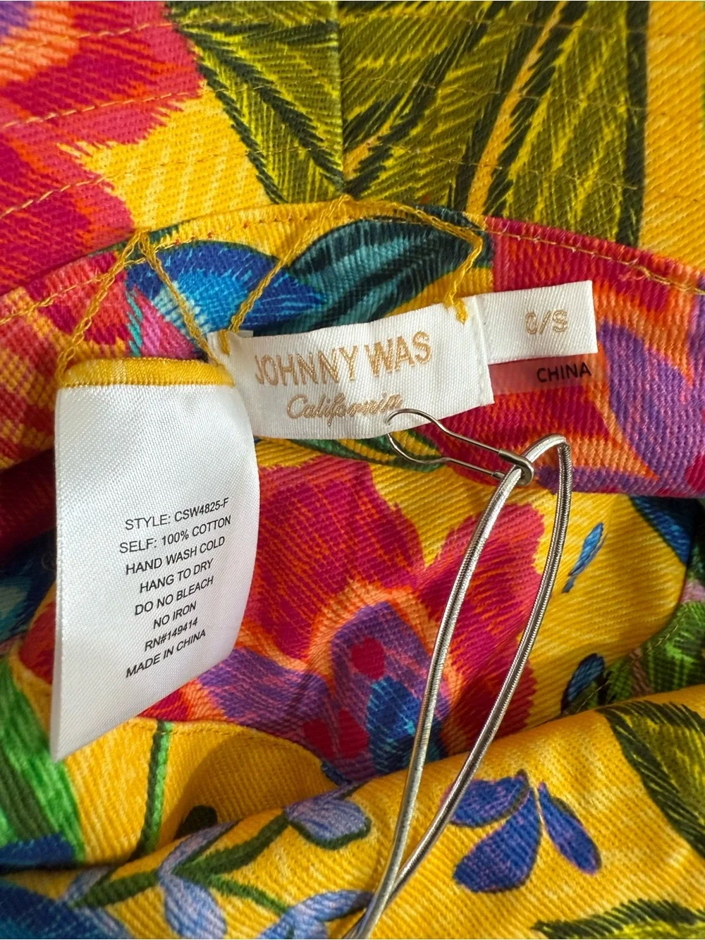 Johnny Was Yellow Floral Sun Hat with Multicolor Blossoms